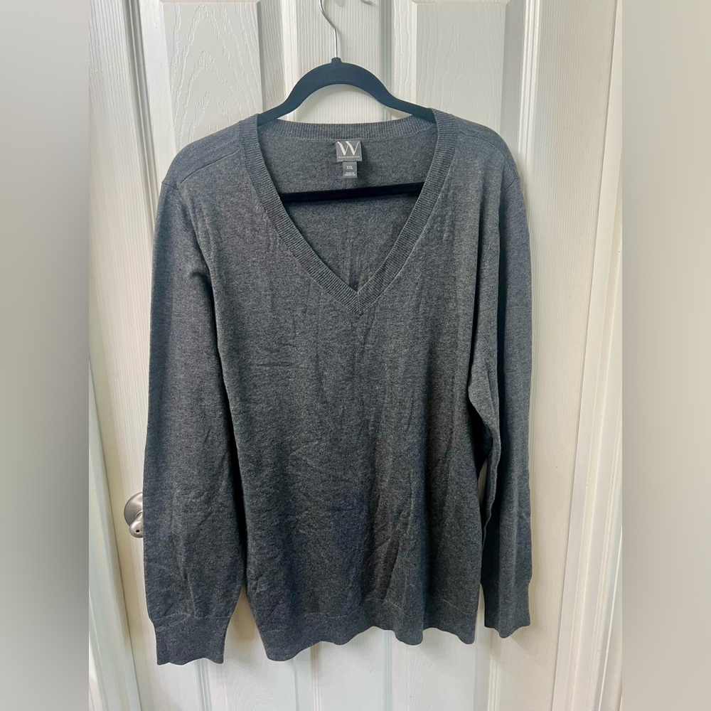 Worthington Charcoal V-Neck Women's Sweater Size XXL